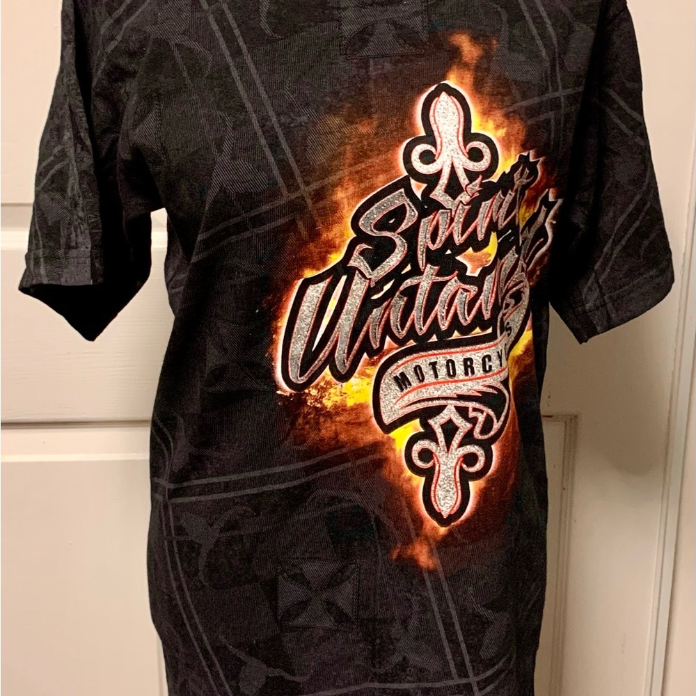 Spirit Untamed Motorcycle Mens Graphic T-Shirt , Black Textured Sz Small